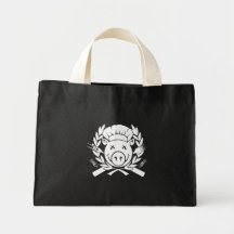 BBQ Crest - white print Tote Bags