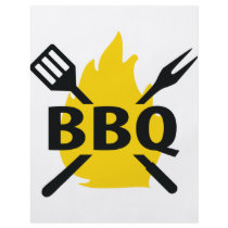 BBQ cutlery with flames icon flyers