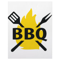 BBQ cutlery with flames icon letterhead