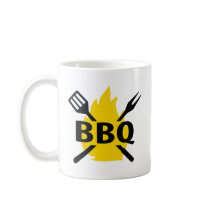 BBQ cutlery with flames icon mugs