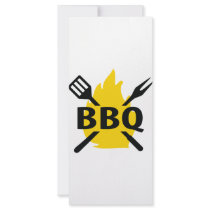 BBQ cutlery with flames icon rack cards