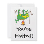 BBQ dinner funny alligator gator cartoon Custom Invitation