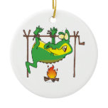 BBQ dinner funny alligator gator cartoon Christmas Ornament