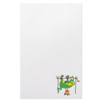 BBQ dinner funny alligator gator cartoon Custom Stationery
