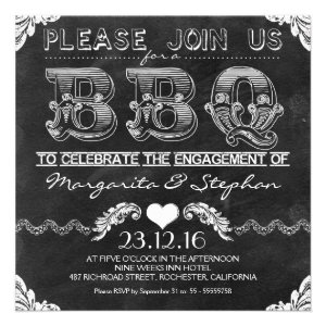 BBQ engagement party black chalkboard invitations Custom Announcements