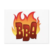 bbq flame text design post cards