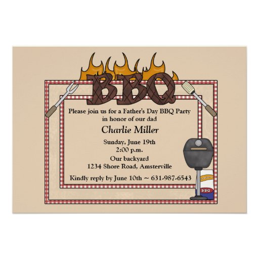 BBQ Frame - Father's Day Party Invitation (front side)