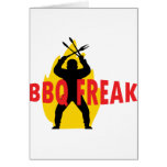 BBQ-Freak with cutlery and flame Greeting Cards