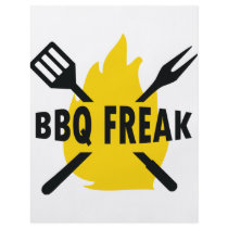 BBQ-Freak with cutlery and flame icon flyers