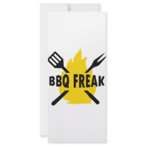 BBQ-Freak with cutlery and flame icon rack cards