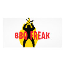 BBQ-Freak with cutlery and flame photo cards
