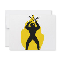 BBQ freak with cutlery icon invitations