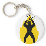BBQ freak with cutlery icon Key Chains