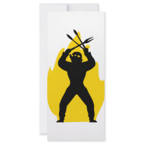 BBQ freak with cutlery icon rack cards