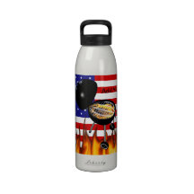 BBQ Grill and American Flag Design Drinking Bottle