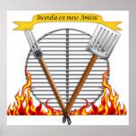 BBQ Grill Royal Crest Print