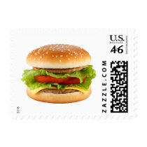 BBQ Hamburger Summer Party Invite Postage Stamps
