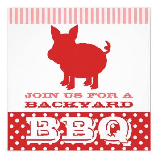 BBQ Invitation - Red and Pink Pig