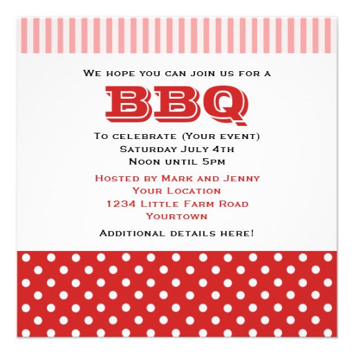 BBQ Invitation - Red and Pink Pig