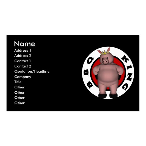 "BBQ King" Business Cards (front side)
