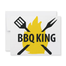 BBQ King with flame icon invitations