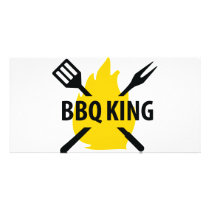 BBQ King with flame icon photo cards