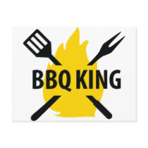 BBQ King with flame icon postcards