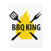 BBQ King with flame icon postcards