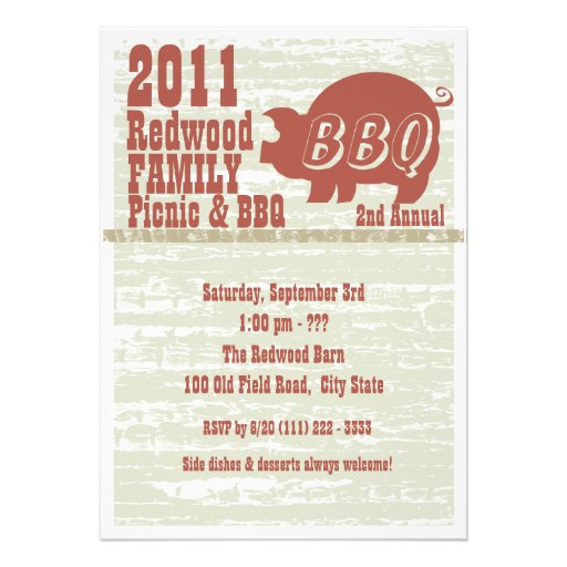 BBQ or Pig Roast Announcement (front side)