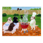 BBQ Party Labradors Postcard