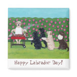 BBQ Party Labs in the Azalea Garden Refrigerator Magnets