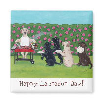 BBQ Party Labs in the Azalea Garden Refrigerator Magnets