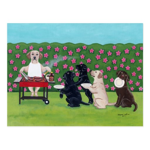BBQ Party Labs in the Azalea Garden Postcard