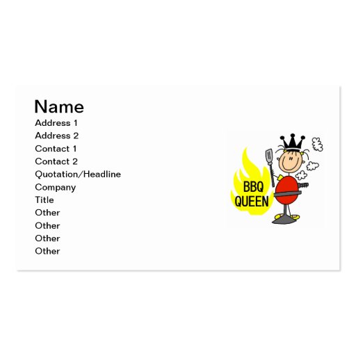 BBQ Queen Business Card Template (front side)