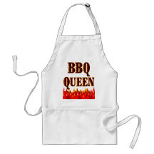 BBQ Queen Red Flames Funny Saying Apron