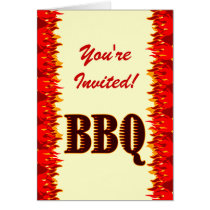 BBQ Red Flames Custom Folded Invitation cards