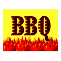 BBQ Red Flames Custom Recipe Card Postcard postcards