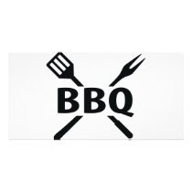 BBQ with cutlery icon photo cards