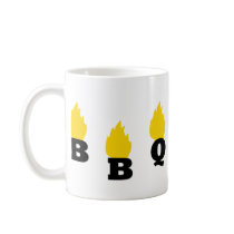 BBQ with flames icon mugs