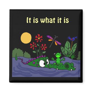 BC- Frog Sitting on Alligator Nose Cartoon