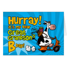 bd scooter cow - great grandson greeting card