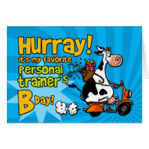 bd scooter cow - personal trainer greeting cards