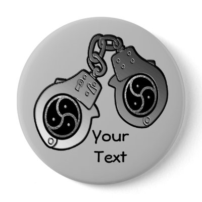 BDSM EMBLEM and Hand Cuffs Pinback Button by bdsm_emporium