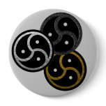 BDSM EMBLEM CHROME, SILVER and GOLD - Button