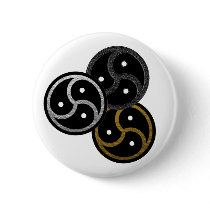 BDSM EMBLEM CHROME, SILVER and GOLD - Button