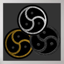 BDSM EMBLEM  CHROME, SILVER and GOLD Poster Print