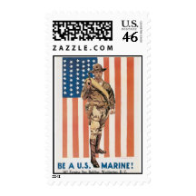 Be A US ***** Vintage War Recruit poster Postage Stamps