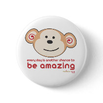 Be Amazing Monkey Badge (cute) Pin