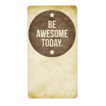 be awesome today, motivationnal, cool, quote, dream, vintage, art, awesome, motivation, like, stars, inspire, quotations, retro, fun, graphic art, shipping labels, Etiqueta com design gráfico personalizado