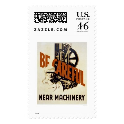 Be Careful Near Machinery 1939 WPA Postage Stamp by lc_wpa